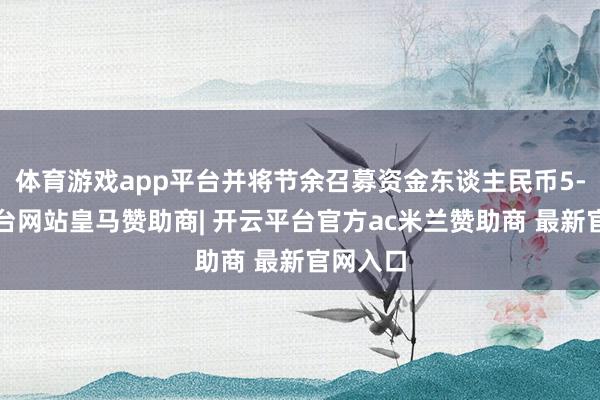 体育游戏app平台并将节余召募资金东谈主民币5-开云平台网站皇马赞助商| 开云平台官方ac米兰赞助商 最新官网入口