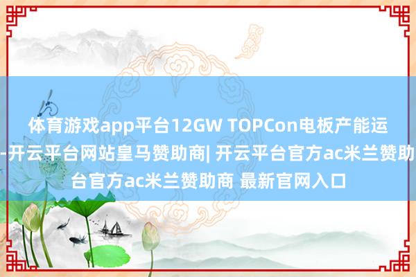 体育游戏app平台12GW TOPCon电板产能运用率达95%以上-开云平台网站皇马赞助商| 开云平台官方ac米兰赞助商 最新官网入口